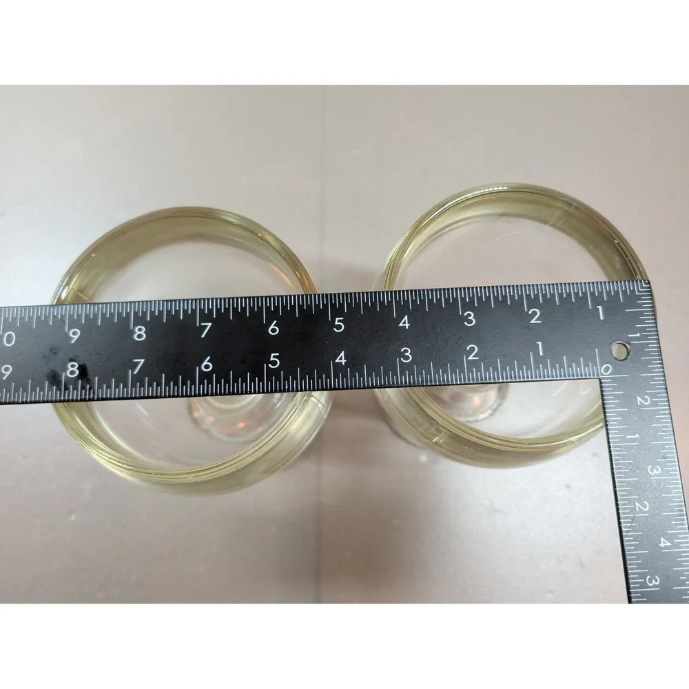 Vintage Clear Glass Goblets Set of 2 Stemmed Drinking Glasses Bubble Stem 5
